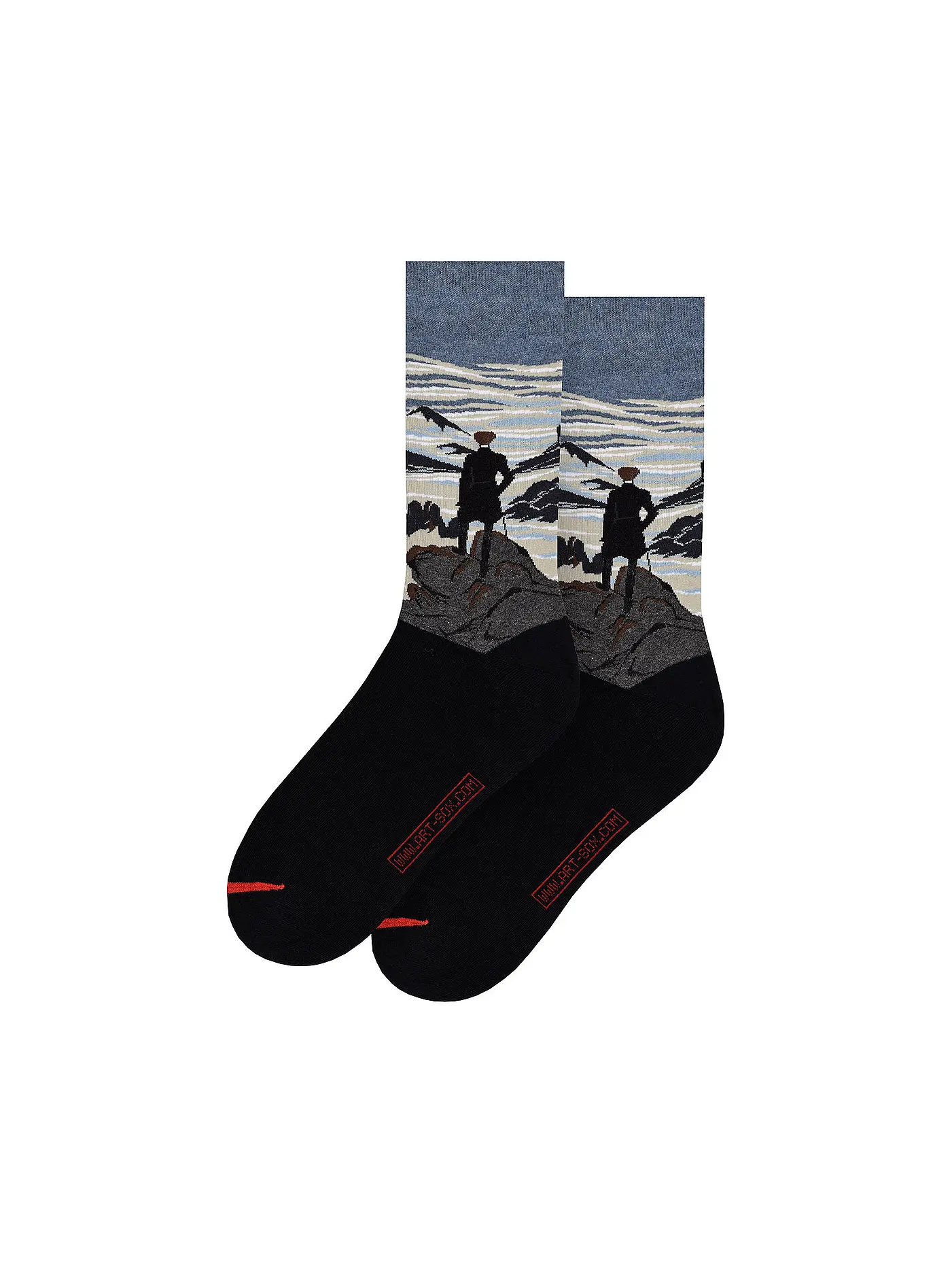 MUSEARTA | Damen Socken WANDERER ÜBER DEM NEBELMEER - C.D. FRIEDRICH blue (36-40) | 